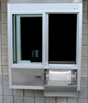 Security windows with deal trays or security drawers